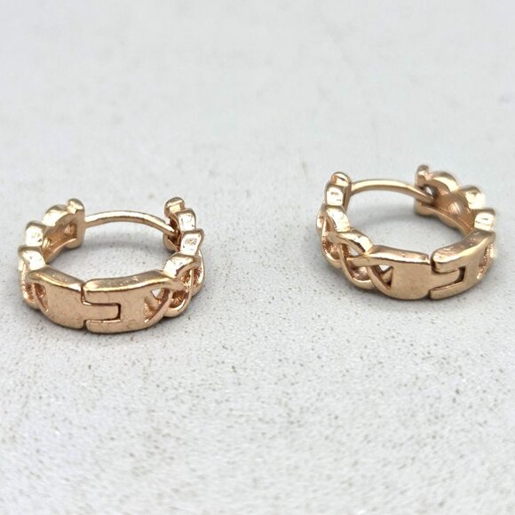 Celtic Knot Gold Plated Hoop Earrings Small Stylish Design Everyday Jewelry - Picture 4 of 7